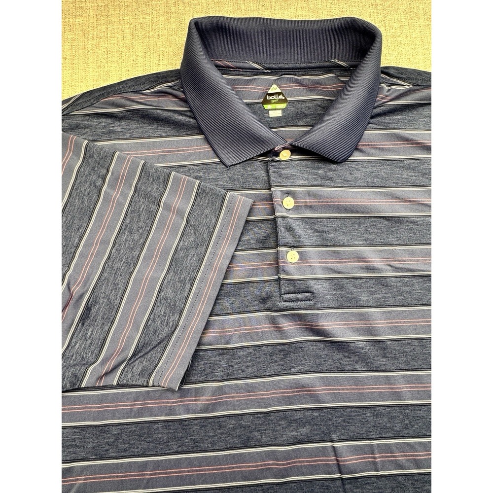 Bolle Golf Tech Performance Polo Stretch Men's Size XL Striped Cooling Shirt